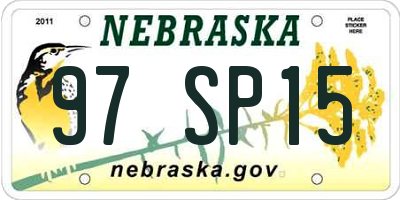 NE license plate 97SP15