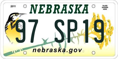NE license plate 97SP19