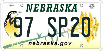 NE license plate 97SP20