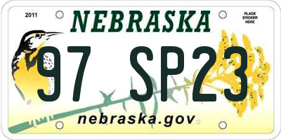 NE license plate 97SP23
