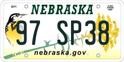 NE license plate 97SP38