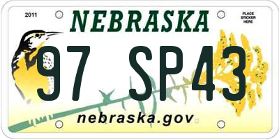 NE license plate 97SP43
