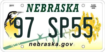 NE license plate 97SP55