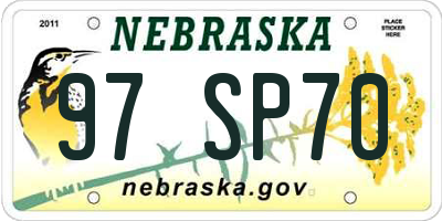 NE license plate 97SP70