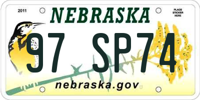 NE license plate 97SP74