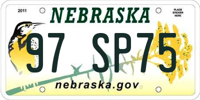 NE license plate 97SP75