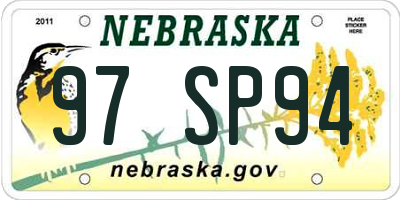 NE license plate 97SP94