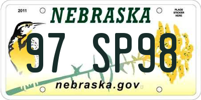 NE license plate 97SP98