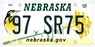 NE license plate 97SR75