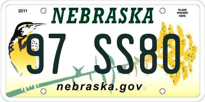 NE license plate 97SS80