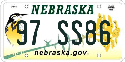 NE license plate 97SS86