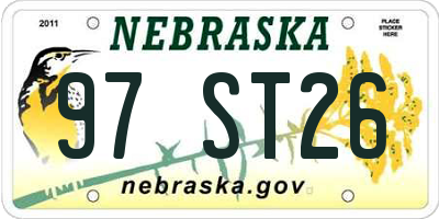 NE license plate 97ST26