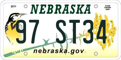 NE license plate 97ST34
