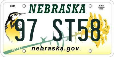 NE license plate 97ST58