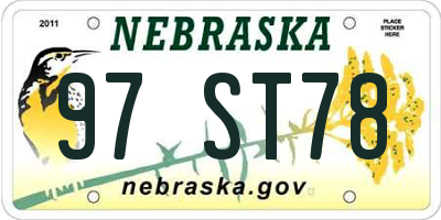 NE license plate 97ST78