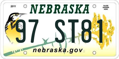 NE license plate 97ST81