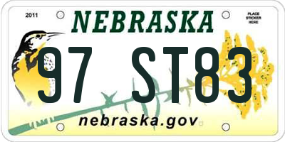 NE license plate 97ST83