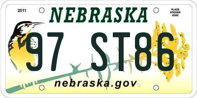 NE license plate 97ST86