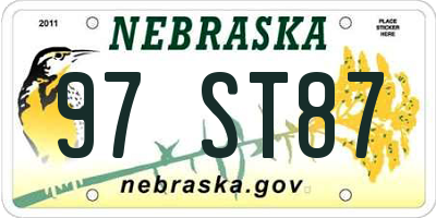 NE license plate 97ST87