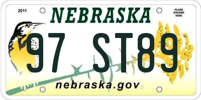 NE license plate 97ST89