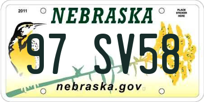 NE license plate 97SV58
