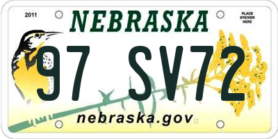 NE license plate 97SV72
