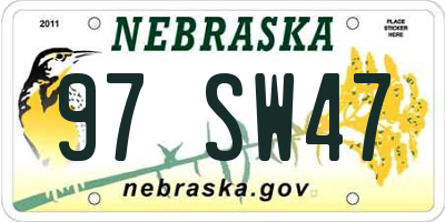 NE license plate 97SW47