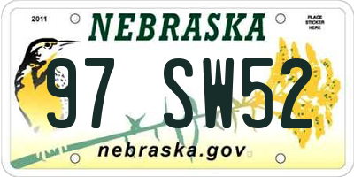NE license plate 97SW52