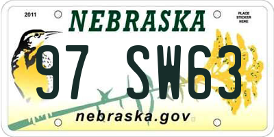NE license plate 97SW63