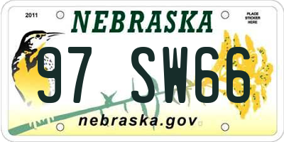 NE license plate 97SW66
