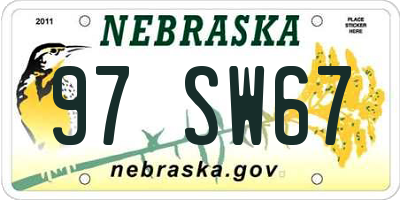 NE license plate 97SW67