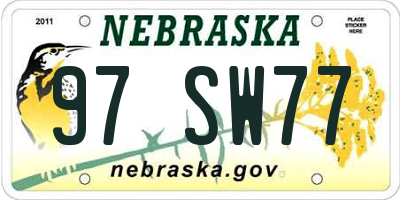 NE license plate 97SW77