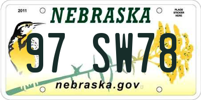 NE license plate 97SW78