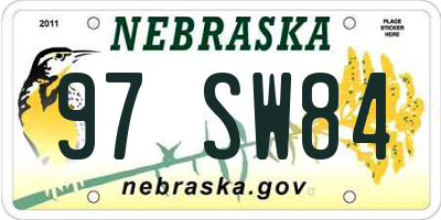 NE license plate 97SW84