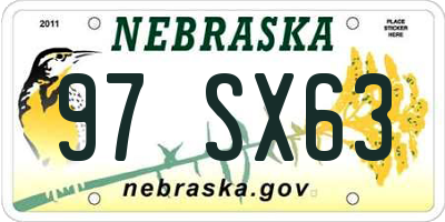 NE license plate 97SX63