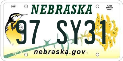 NE license plate 97SY31