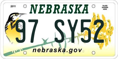 NE license plate 97SY52