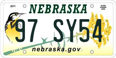 NE license plate 97SY54