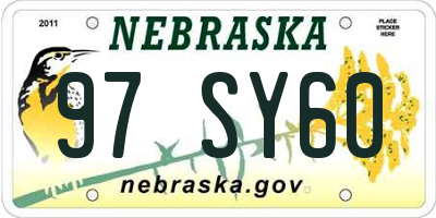 NE license plate 97SY60