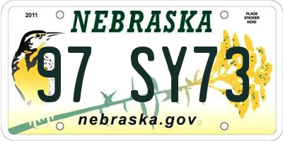 NE license plate 97SY73