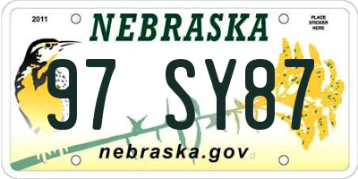 NE license plate 97SY87