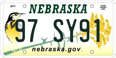 NE license plate 97SY91