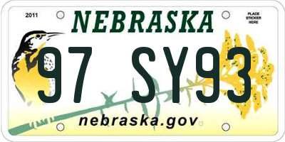 NE license plate 97SY93