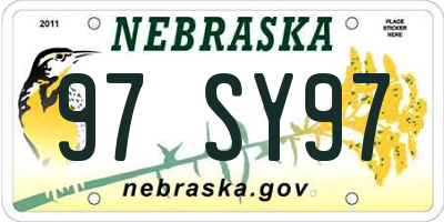 NE license plate 97SY97
