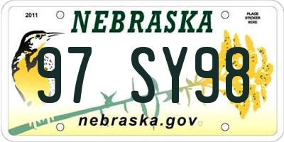 NE license plate 97SY98