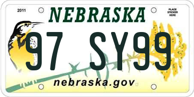 NE license plate 97SY99