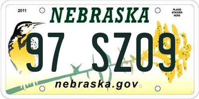NE license plate 97SZ09