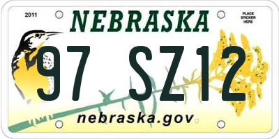 NE license plate 97SZ12