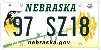 NE license plate 97SZ18