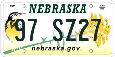 NE license plate 97SZ27